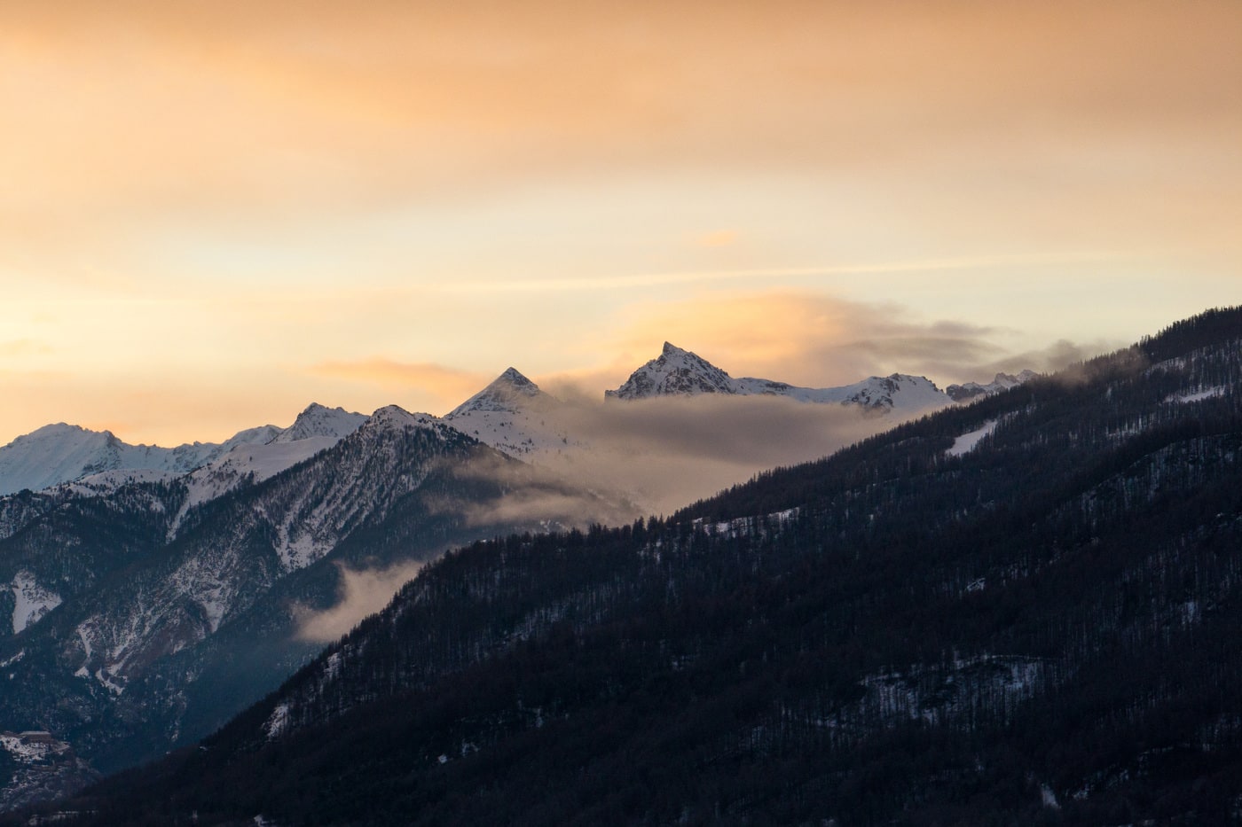 lever de soleil sur la montage