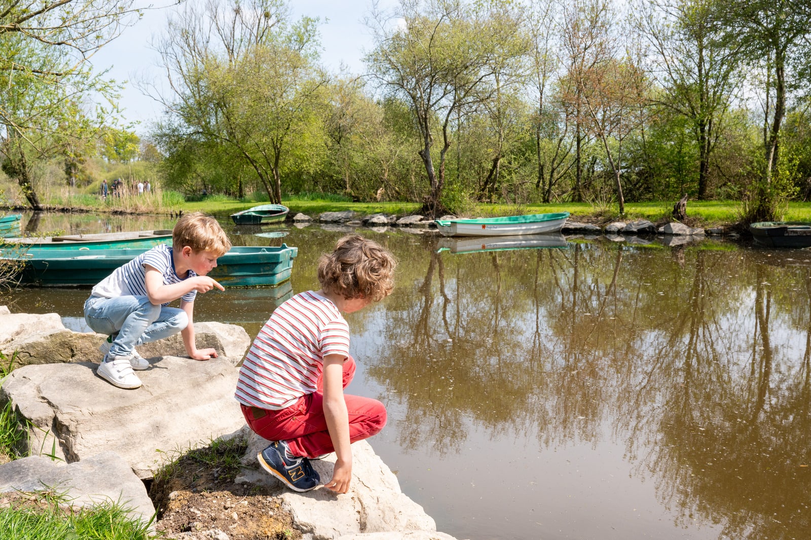 enfants qui regardent dans l'eau